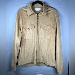 Urban Outfitters Faux Suede Zip Up Shirt/Lightweight Jacket - Medium in Tan
